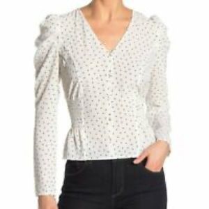 Free Press Polka Dot Blouse SZ L